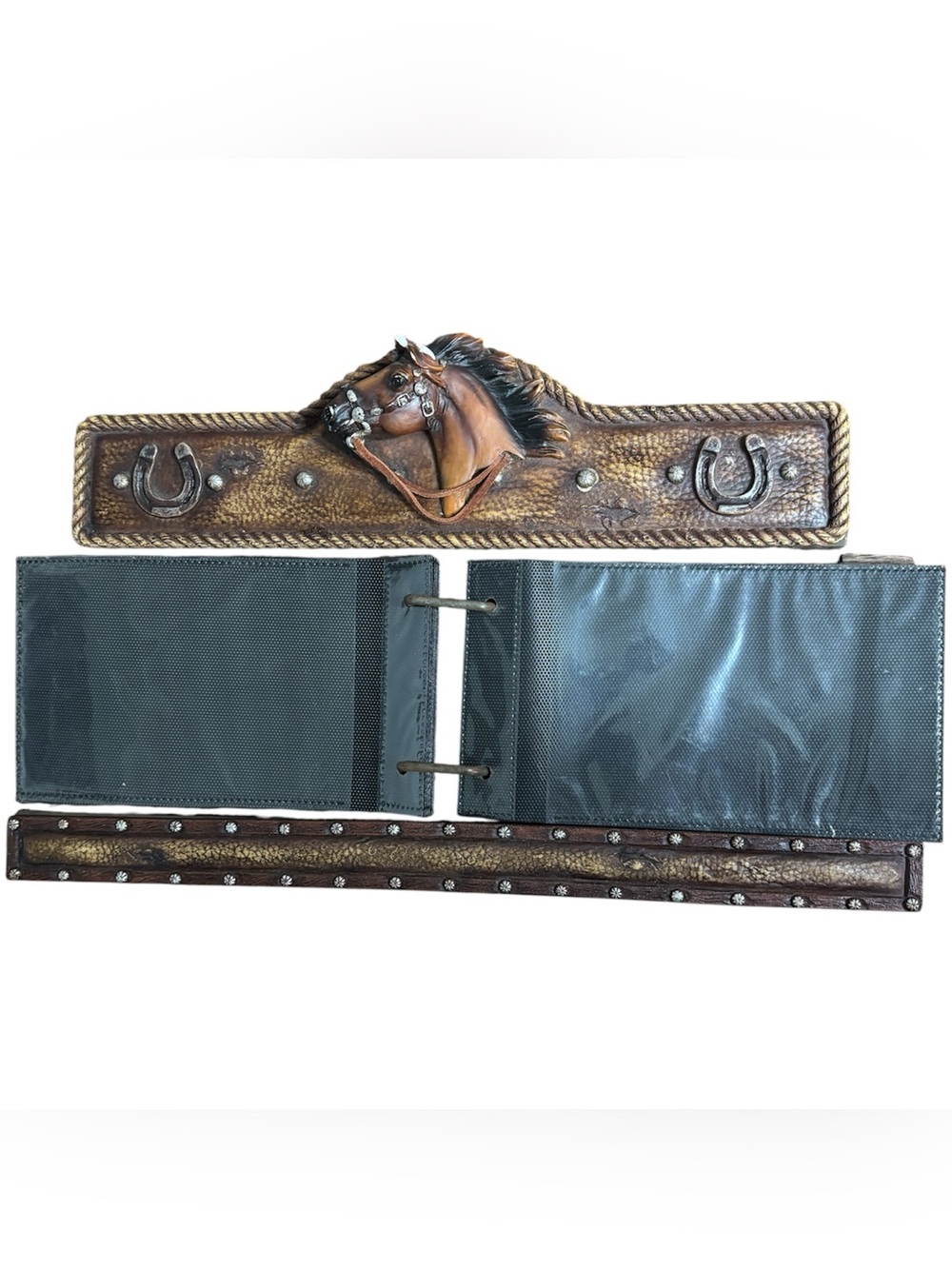 Rustic Decorative Horse Photo Display in Brown Holds 4x6 Photos